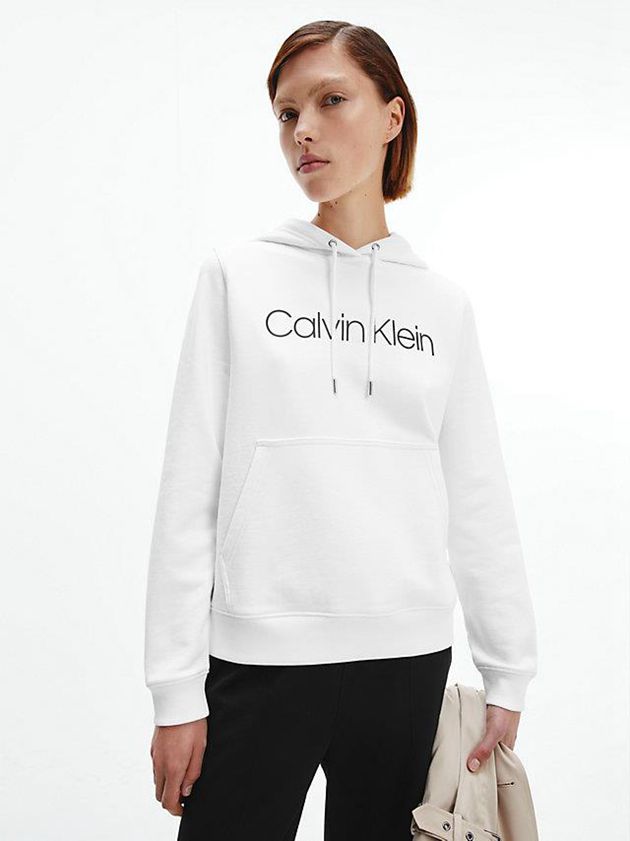 Calvin Klein USA Cotton Logo Womens Hoodie White 3452680-VS